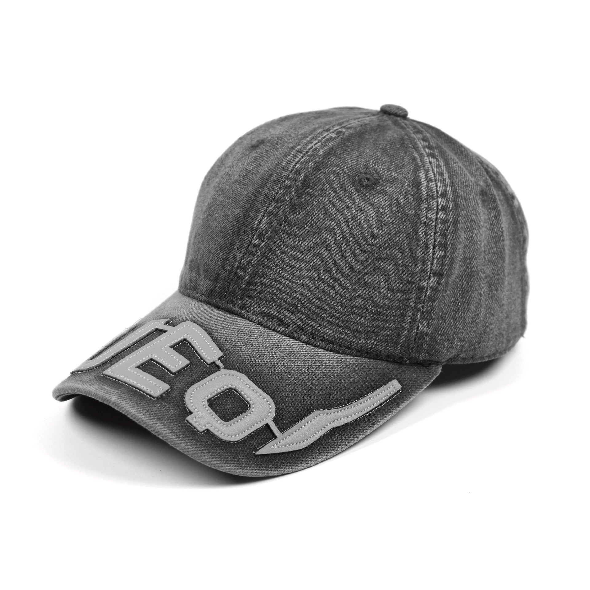 Washed Denim Cap with 3D Graphic Detail