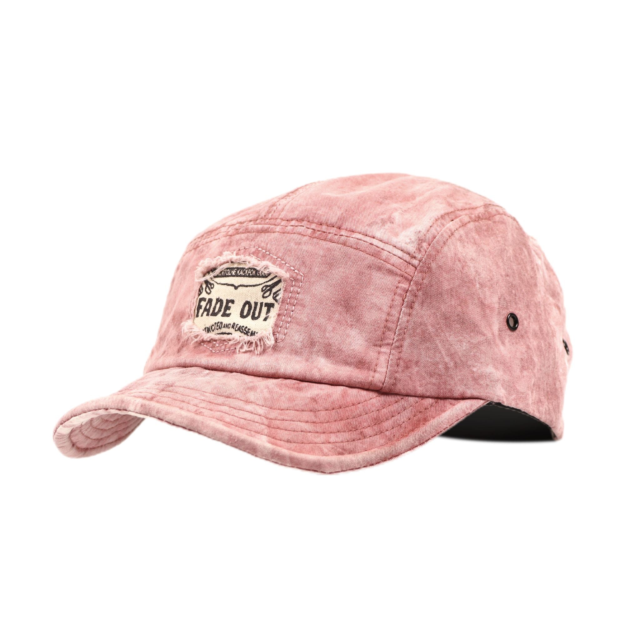 Pink Distressed 5-Panel Camp Cap